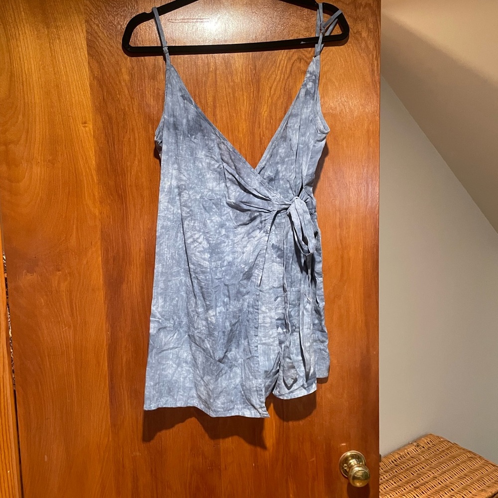 Blue tie dye skort romper